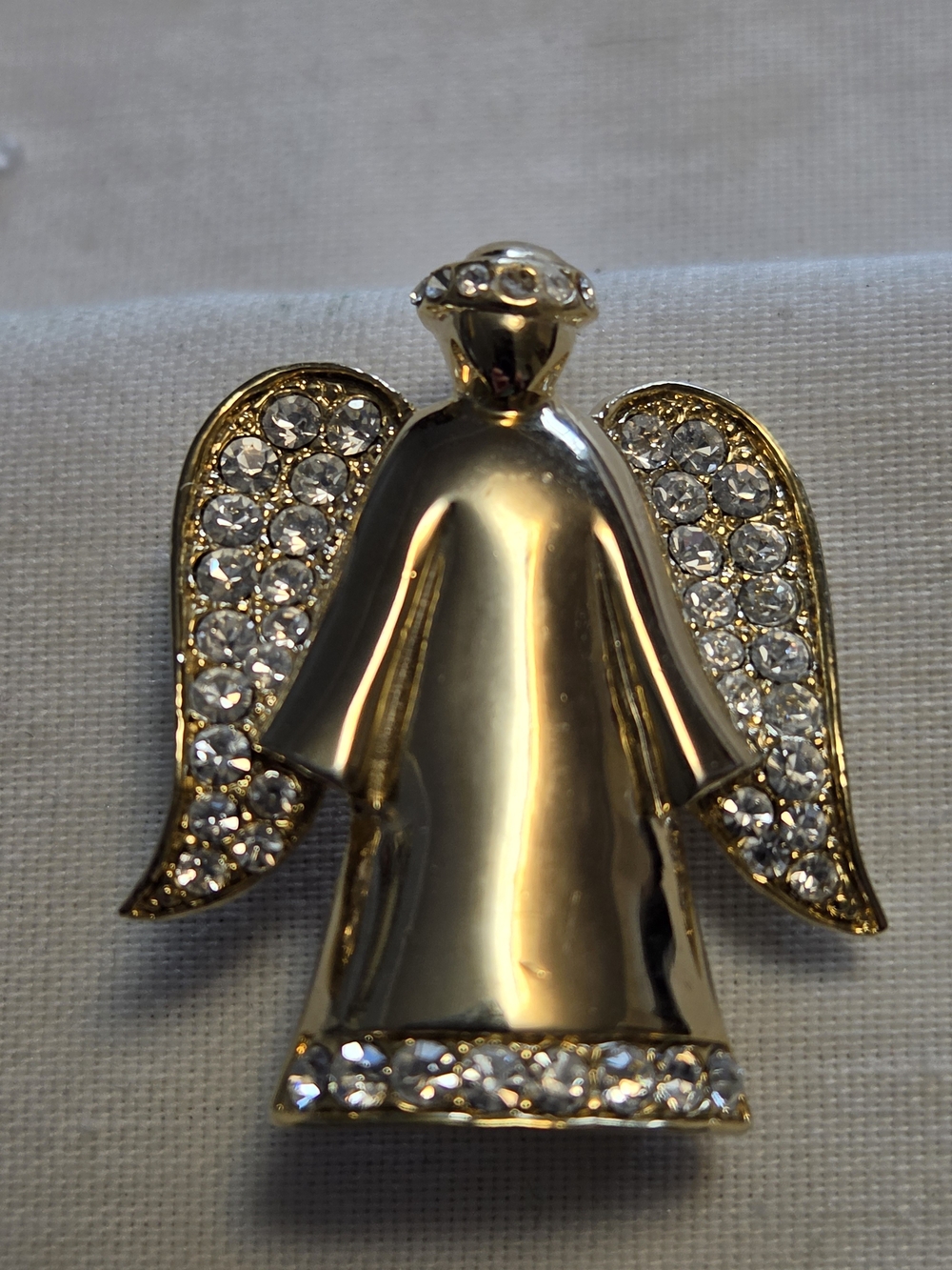 Vtg Monet Gold-Tone Angel with Rhinestone Wings and Accent Brooch